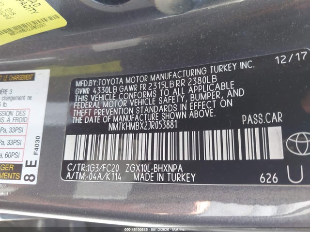 Toyota C-HR XLE 2018 NMTKHMBX2JR053881 Image 9