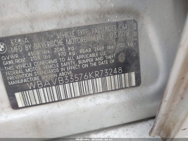 Aukcja sprzedaży 2006 Bmw 330i, vin: WBAVB33576KR73248, numer aukcji: 45100642