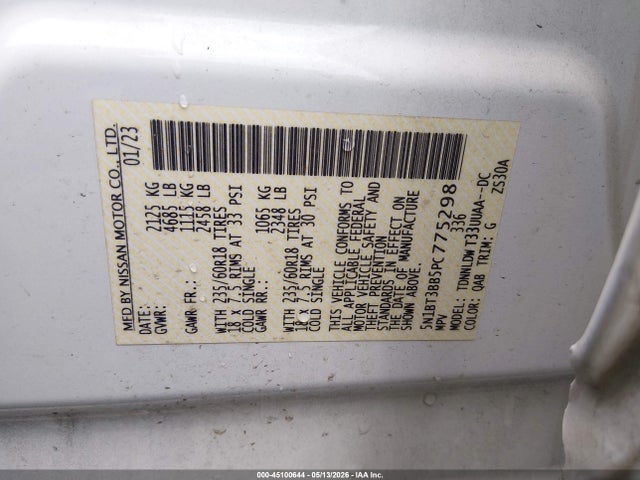 Продажа на аукционе авто 2023 Nissan Rogue Sv Intelligent Awd, vin: 5N1BT3BB5PC775298, номер лота: 45100644