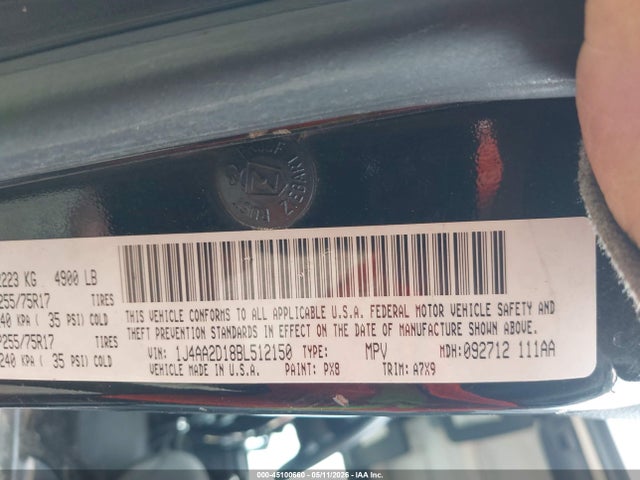 Aukcja sprzedaży 2011 Jeep Wrangler Sport, vin: 1J4AA2D18BL512150, numer aukcji: 45100660