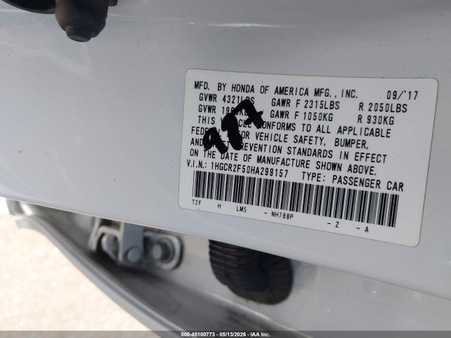 1HGCR2F50HA299157 Honda Accord Sport