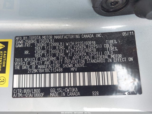 Продаж на аукціоні авто 2011 Lexus Rx 350, vin: 2T2BK1BA1BC113488, номер лоту: 45100783