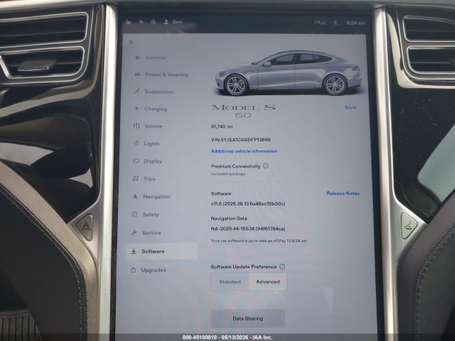 Продаж на аукціоні авто 2013 Tesla Model S, vin: 5YJSA1CG6DFP13898, номер лоту: 45100810