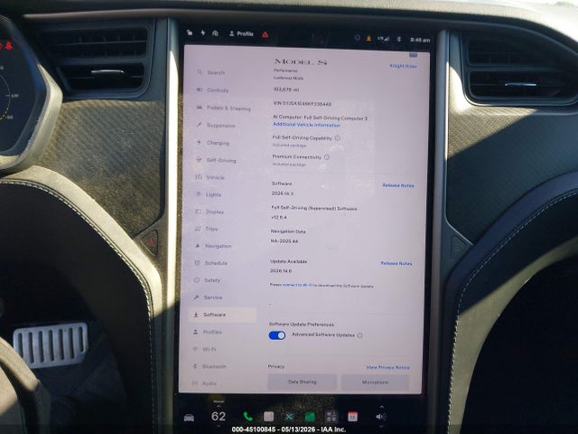 45100845 :رقم المزاد ، 5YJSA1E46KF338448 vin ، 2019 Tesla Model S 100d/long Range/p100d/performance مزاد بيع