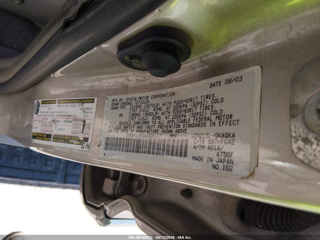 Aukcja sprzedaży 2004 Toyota 4runner Sr5 V8, vin: JTEBT14R540028117, numer aukcji: 45100852
