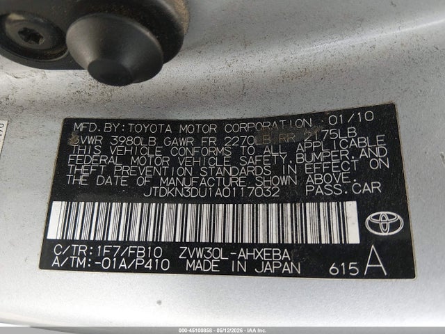 Продаж на аукціоні авто 2010 Toyota Prius Iii, vin: JTDKN3DU1A0117032, номер лоту: 45100858