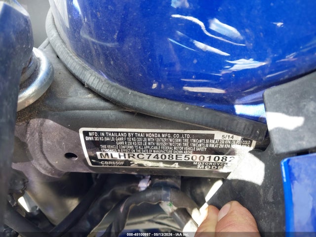 Продажа на аукционе авто 2014 Honda Cbr650 F, vin: MLHRC7408E5001082, номер лота: 45100997