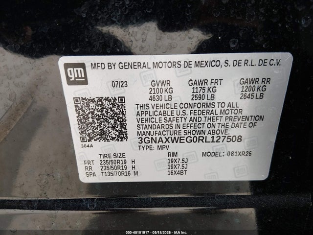 Продажа на аукционе авто 2024 Chevrolet Equinox Awd Rs, vin: 3GNAXWEG0RL127508, номер лота: 45101017