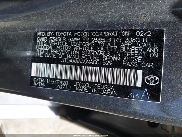 Toyota Mirai Xle 2021 JTDAAAAA5MA001529 Image 9