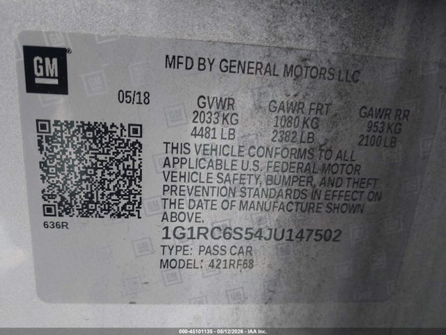Chevrolet VOLT LT 2018 1G1RC6S54JU147502 Image 9