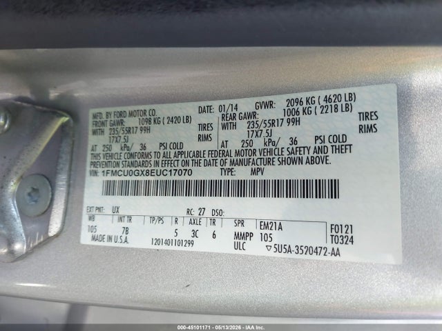 Ford ESCAPE SE 2014 1FMCU0GX8EUC17070 Image 9