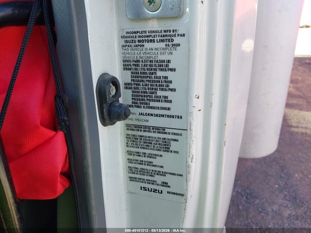 Продажа на аукционе авто 2021 Isuzu Npr Hd, vin: JALC4W162M7005753, номер лота: 45101212