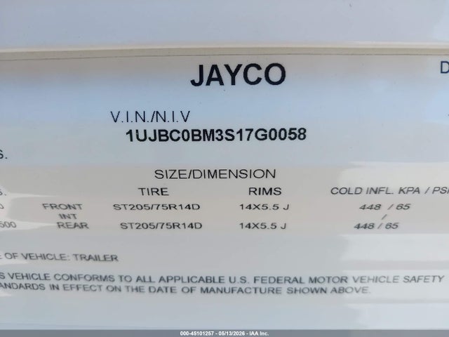 Продаж на аукціоні авто 2025 Jayco Jay Flight 225mls, vin: 1UJBC0BM3S17G0058, номер лоту: 45101257