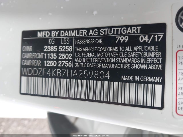Продаж на аукціоні авто 2017 Mercedes-benz E 300 4matic, vin: WDDZF4KB7HA259804, номер лоту: 45101258