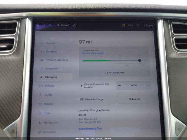 45101267 :رقم المزاد ، 5YJSA1H11EFP47589 vin ، 2014 Tesla Model S P85 مزاد بيع