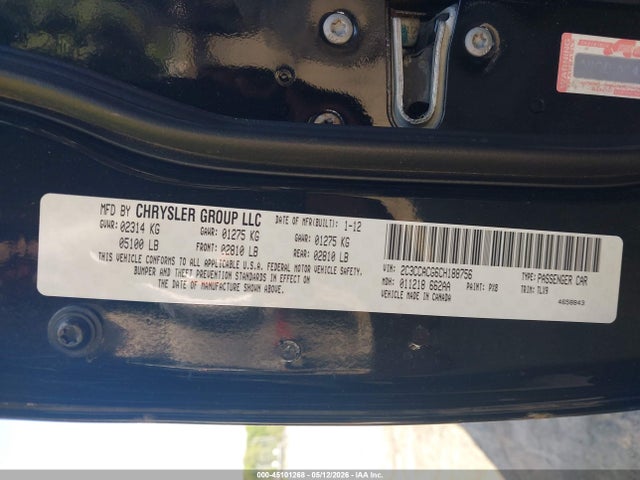 Продаж на аукціоні авто 2012 Chrysler 300 Limited, vin: 2C3CCACG6CH188756, номер лоту: 45101268
