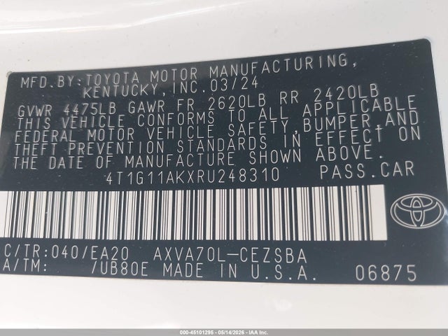 Toyota CAMRY SE 2024 4T1G11AKXRU248310 Image 9