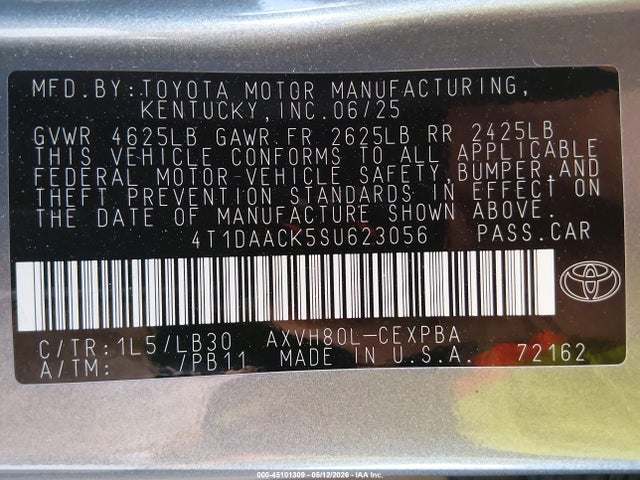 Продажа на аукционе авто 2025 Toyota Camry Xse, vin: 4T1DAACK5SU623056, номер лота: 45101309