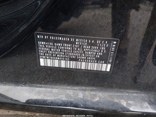 Продажа на аукционе авто 2024 Volkswagen Jetta 1.5t Se, vin: 3VW7M7BUXRM035163, номер лота: 45101316