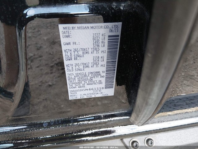 1N6ED1EK5PN661558 Nissan Frontier Pro-4x 4x4