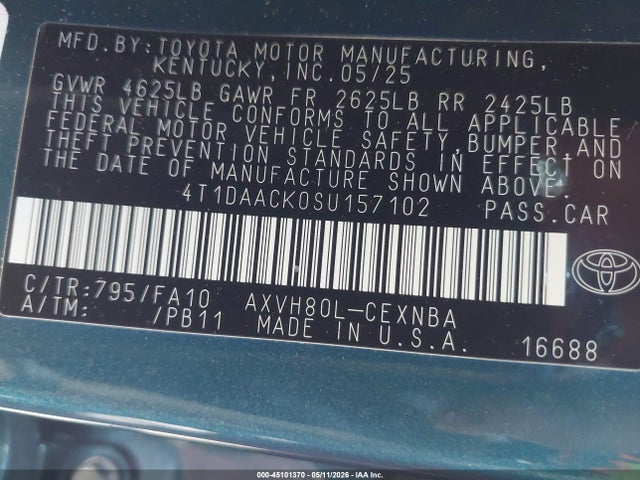 Toyota CAMRY LE 2025 4T1DAACK0SU157102 Image 9