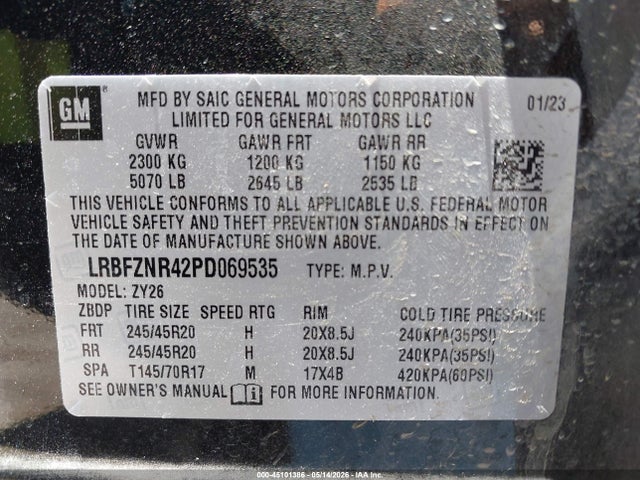 45101386 :رقم المزاد ، LRBFZNR42PD069535 vin ، 2023 Buick Envision Essence Fwd مزاد بيع