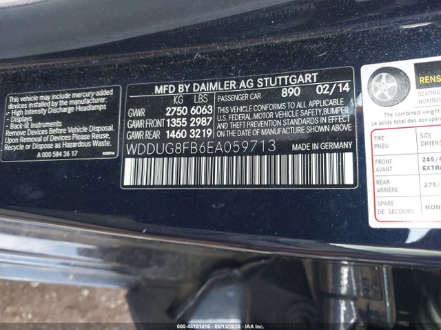 Продаж на аукціоні авто 2014 Mercedes-benz S 550 4matic, vin: WDDUG8FB6EA059713, номер лоту: 45101416