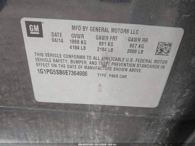 2014 Chevrolet Cruze Ltz მანქანა იყიდება აუქციონზე, vin: 1G1PG5SB6E7364906, აუქციონის ნომერი: 45101420