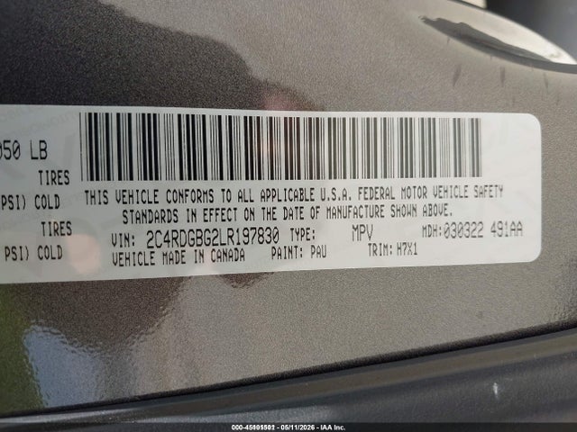 2C4RDGBG2LR197830 Dodge Grand Caravan Se