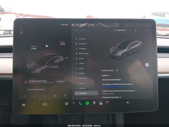 2023 Tesla Model 3 Rear-wheel Drive მანქანა იყიდება აუქციონზე, vin: 5YJ3E1EA2PF694918, აუქციონის ნომერი: 45101523
