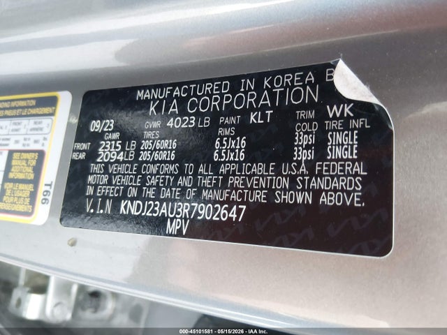 Продажа на аукционе авто 2024 Kia Soul Lx, vin: KNDJ23AU3R7902647, номер лота: 45101581