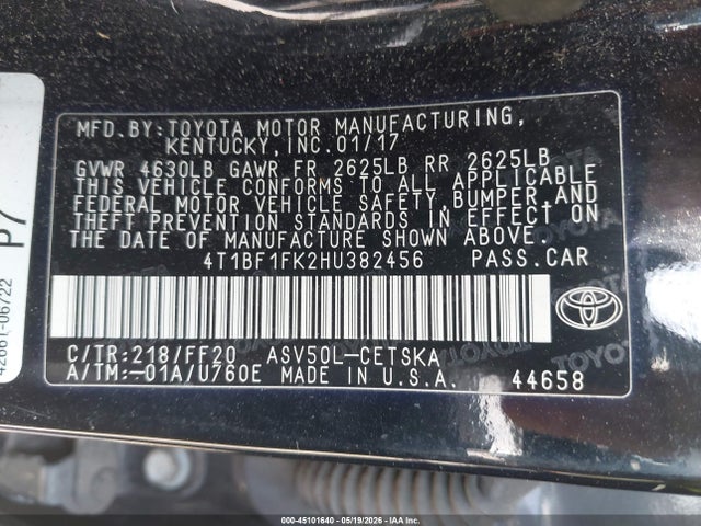 4T1BF1FK2HU382456 Toyota CAMRY SE