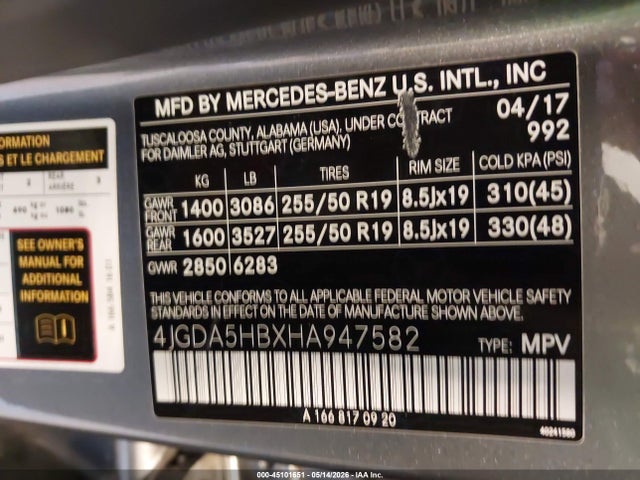 Продаж на аукціоні авто 2017 Mercedes-benz Gle 350 4matic, vin: 4JGDA5HBXHA947582, номер лоту: 45101651