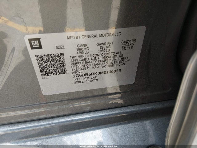 45101668 :رقم المزاد ، 1G6DB5RK3M0130036 vin ، 2021 Cadillac Ct4 Premium Luxury مزاد بيع
