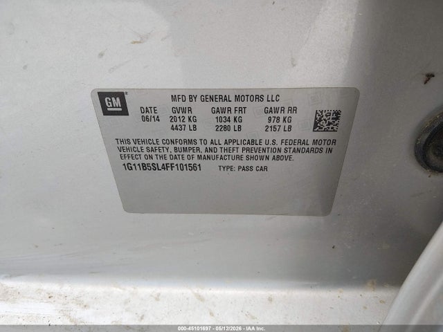 1G11B5SL4FF101561 Chevrolet MALIBU LS