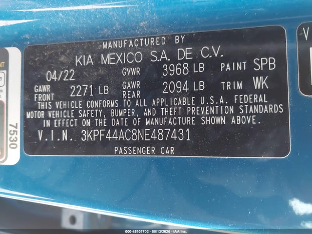KIA FORTE GT 2022 3KPF44AC8NE487431 Image 9