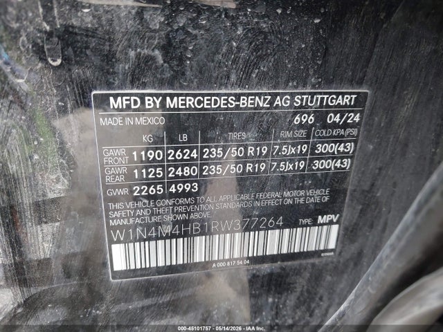 W1N4M4HB1RW377264 Mercedes-Benz Glb 250 4matic