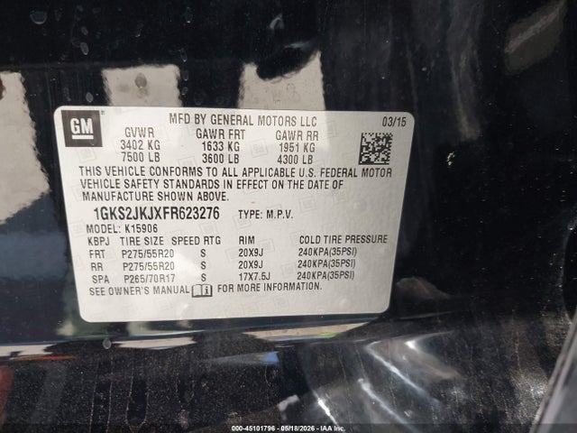 1GKS2JKJXFR623276 GMC Yukon Xl 1500 Denali