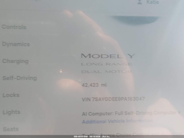 Продаж на аукціоні авто 2023 Tesla Model Y, vin: 7SAYGDEE9PA183047, номер лоту: 45101806