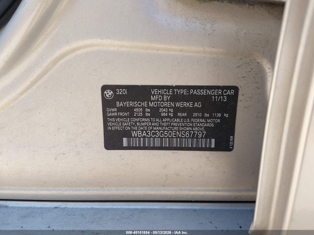 Продаж на аукціоні авто 2014 Bmw 320i Xdrive, vin: WBA3C3G50ENS67797, номер лоту: 45101854