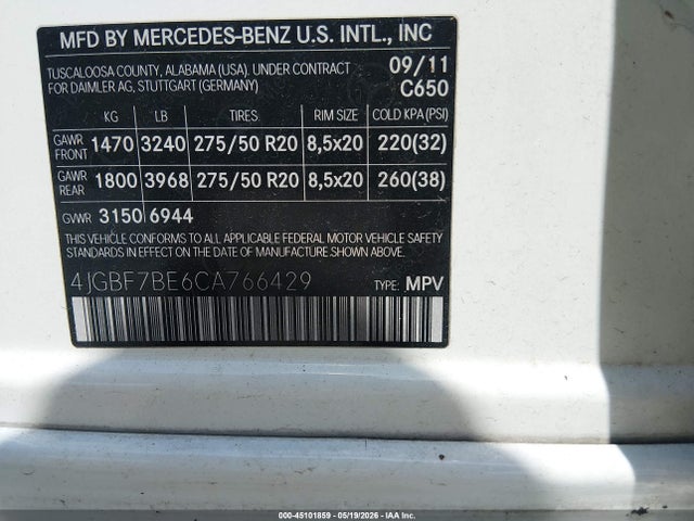 Продаж на аукціоні авто 2012 Mercedes-benz Gl 450 4matic, vin: 4JGBF7BE6CA766429, номер лоту: 45101859