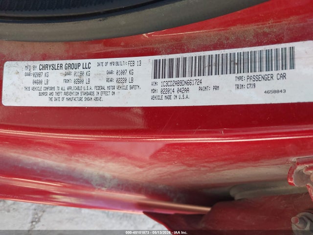 Продажа на аукционе авто 2013 Dodge Avenger Se, vin: 1C3CDZAB9DN661724, номер лота: 45101873