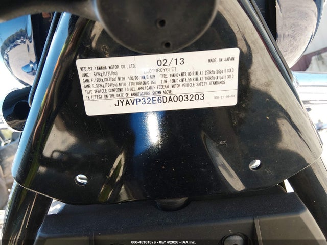 Aukcja sprzedaży 2013 Yamaha Xvs1300 Ct/cfd, vin: JYAVP32E6DA003203, numer aukcji: 45101876