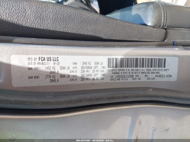 Aukcja sprzedaży 2020 Dodge Durango Gt Plus Rwd, vin: 1C4RDHDG3LC123506, numer aukcji: 45101967