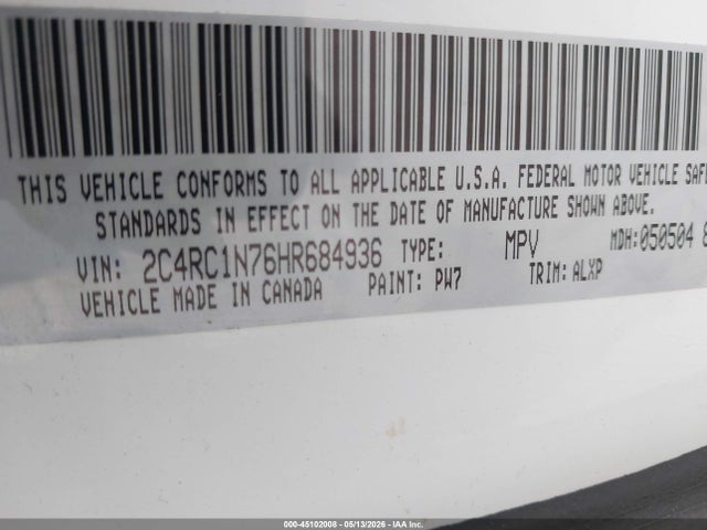 Aukcja sprzedaży 2017 Chrysler Pacifica Hybrid Platinum, vin: 2C4RC1N76HR684936, numer aukcji: 45102008