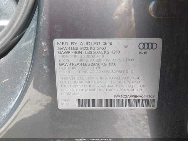 Aukcja sprzedaży 2017 Audi Q5 2.0t Premium, vin: WA1C2AFP6HA014163, numer aukcji: 45102011