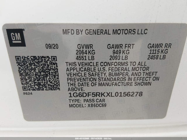 Продажа на аукционе авто 2020 Cadillac Ct4 Premium Luxury, vin: 1G6DF5RKXL0156278, номер лота: 45102068