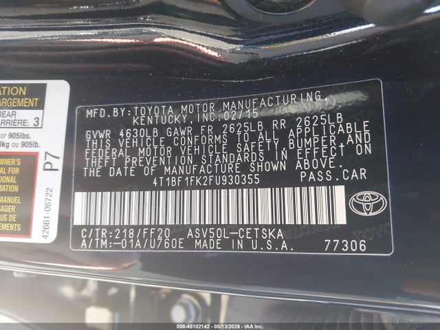 Продаж на аукціоні авто 2015 Toyota Camry Se, vin: 4T1BF1FK2FU930355, номер лоту: 45102142
