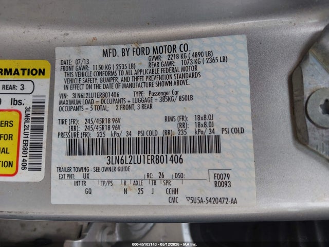 3LN6L2LU1ER801406 Lincoln MKZ HYBRID