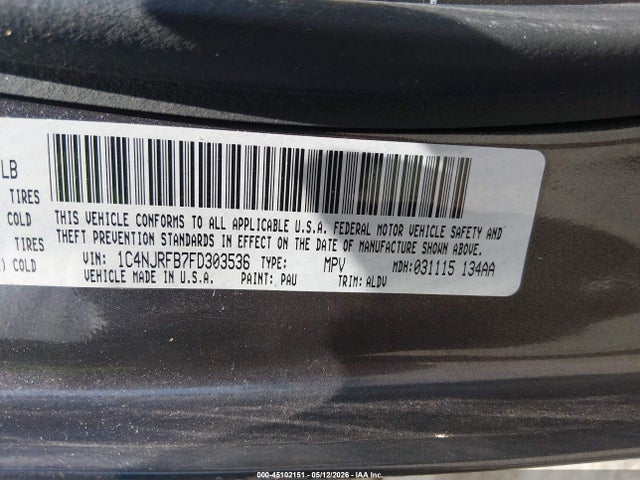 Aukcja sprzedaży 2015 Jeep Patriot High Altitude Edition, vin: 1C4NJRFB7FD303536, numer aukcji: 45102151